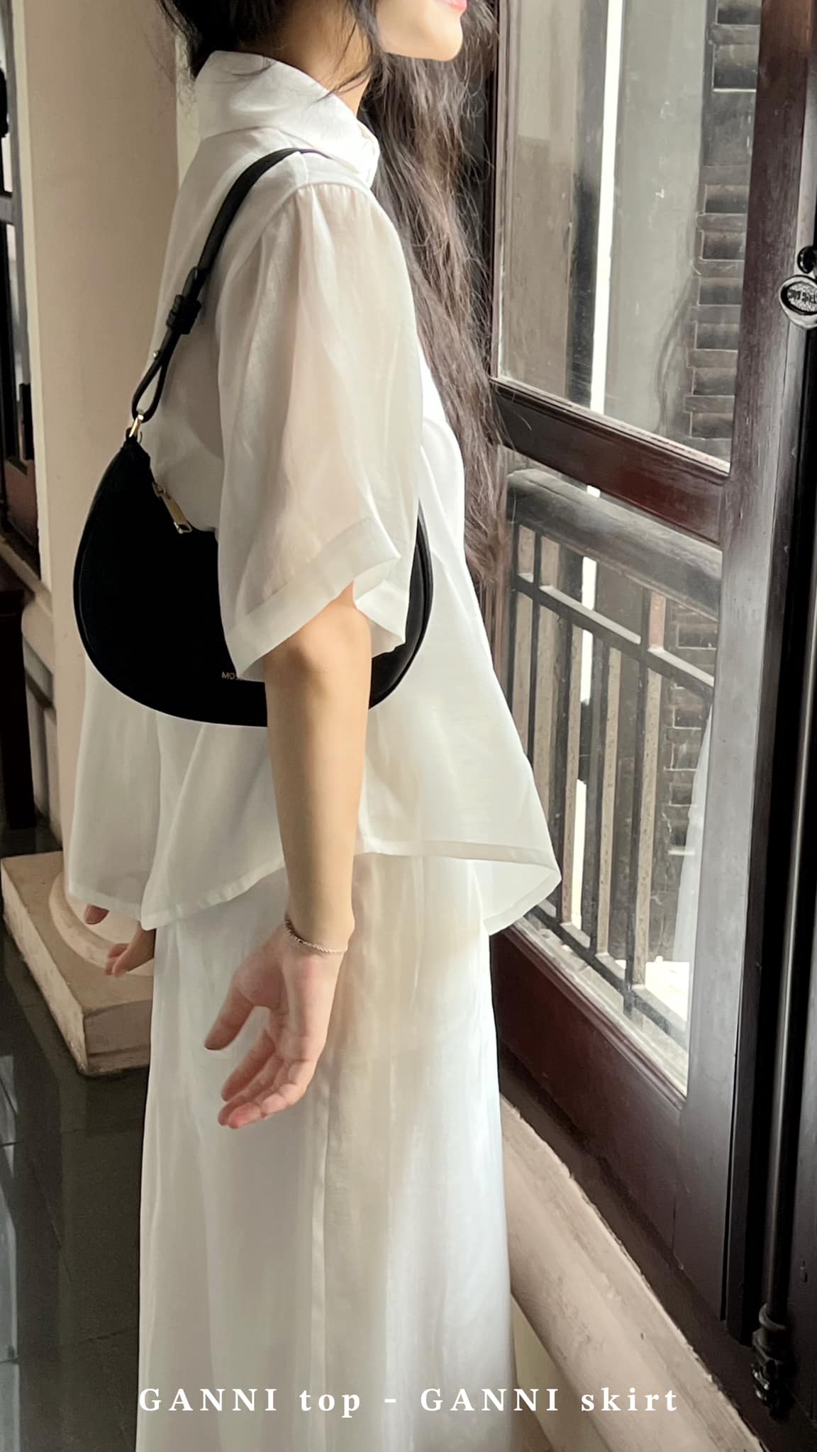 Áo Tơ GANNI Ngắn Tay