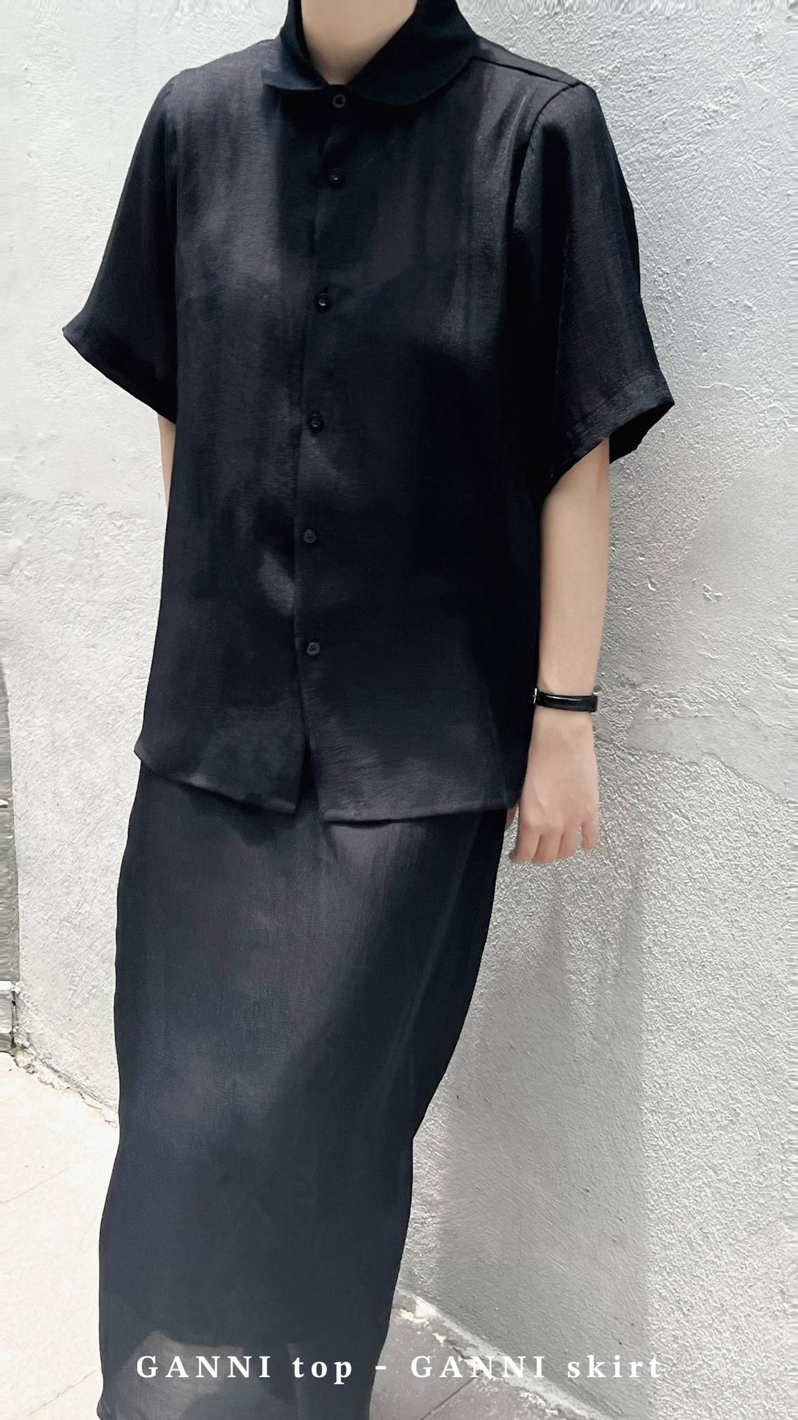 Áo Tơ GANNI Ngắn Tay